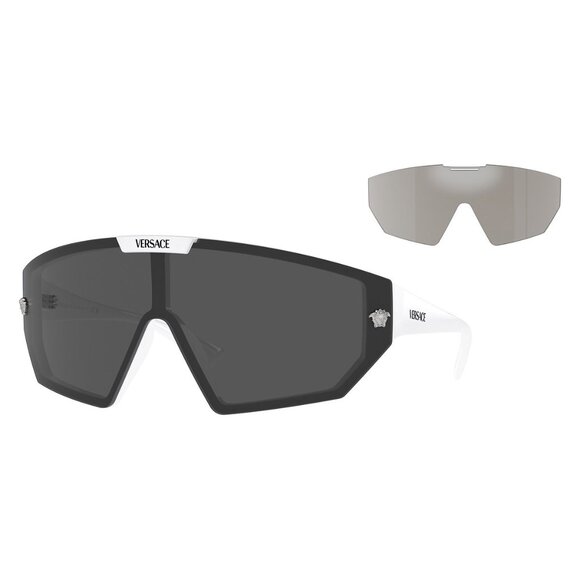 NEW VERSACE SHIELD SUNGLASSES MOD 4461 314/87 GREY BLACK VE4461 31487 OVERSIZED